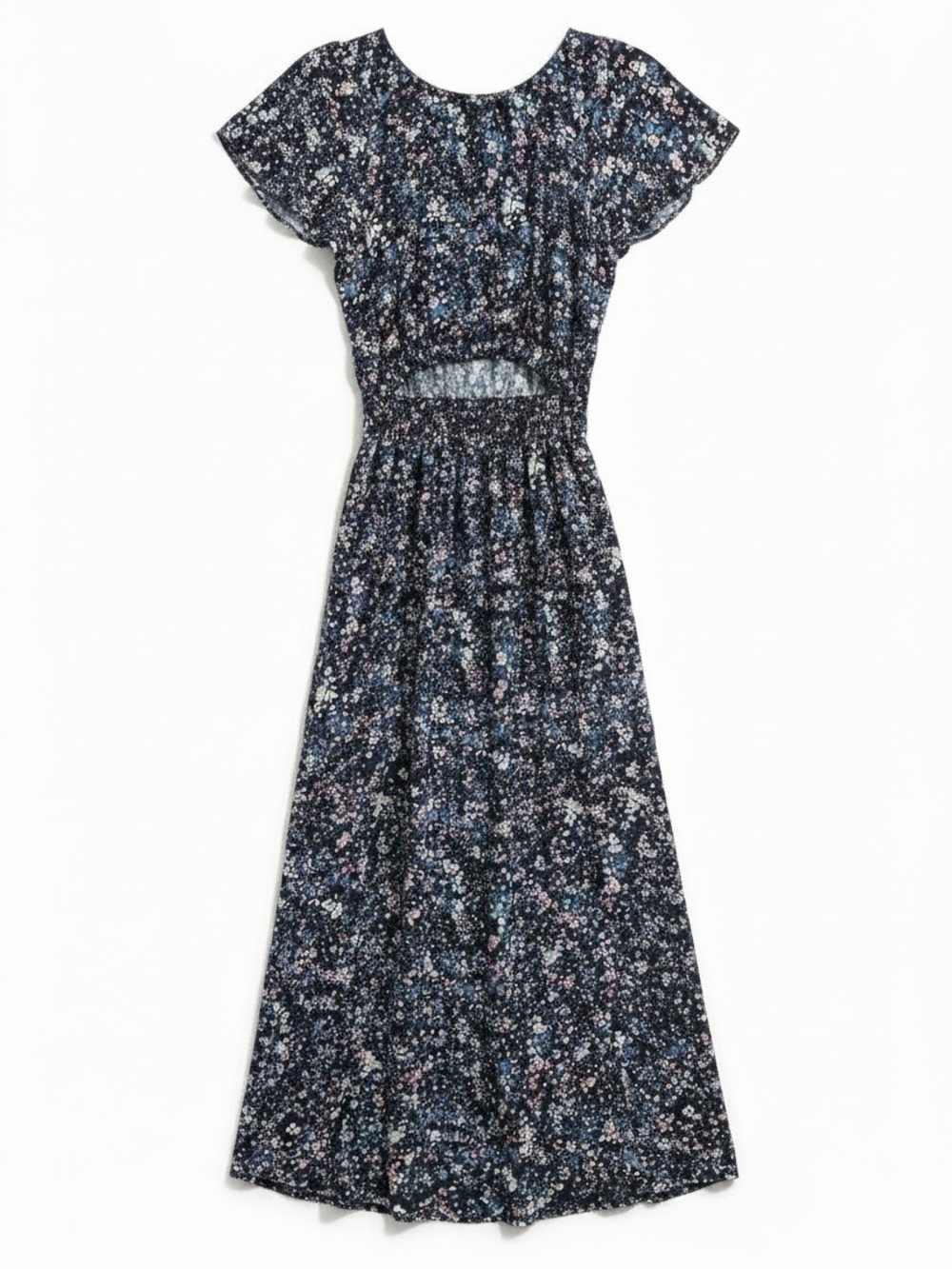 Marine Layer Charlotte Midi Dress Women Small Blue Floral NWT Peek-a-boo Back - Picture 5 of 11